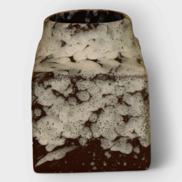 Vintage Rectangular Ceramic Vase With Fatlava Glaze - Image 4