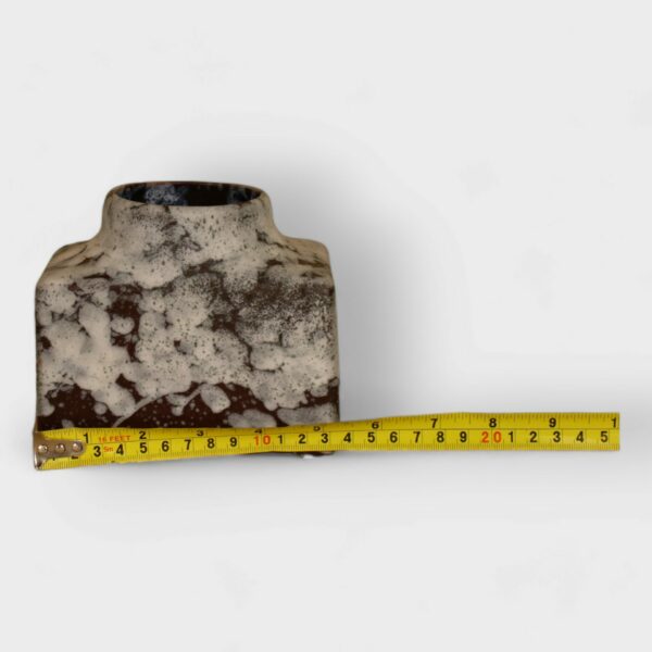 Vintage Rectangular Ceramic Vase With Fatlava Glaze - Image 5