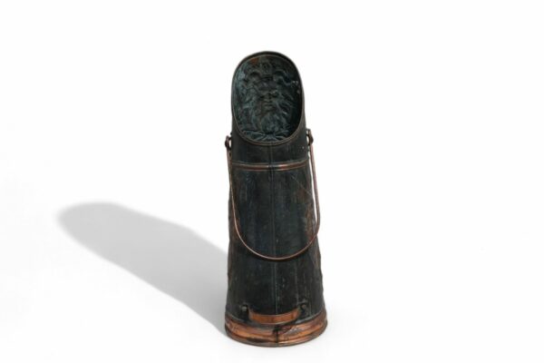 Vintage Copper Coal Scuttle with a village scene - Image 2