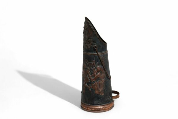 Vintage Copper Coal Scuttle with a village scene - Image 3