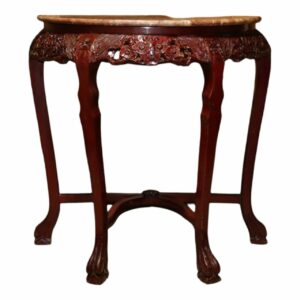 Mahogany Marble Top Half Moon Side Table