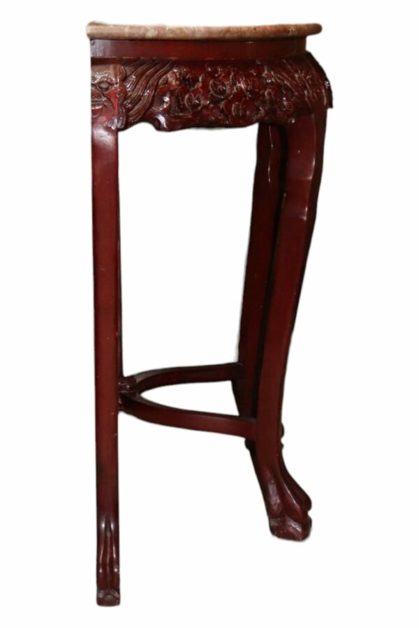 Mahogany Marble Top Half Moon Side Table - Image 2