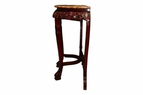 Mahogany Marble Top Half Moon Side Table - Image 4