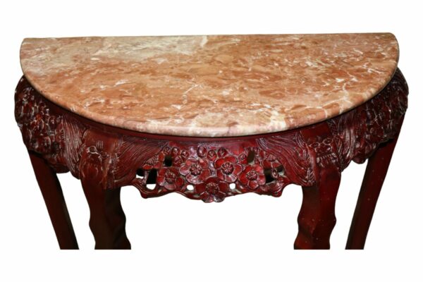 Mahogany Marble Top Half Moon Side Table - Image 5
