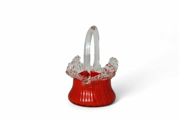 Vintage Hand-Blown Small Orange Basket - Image 3