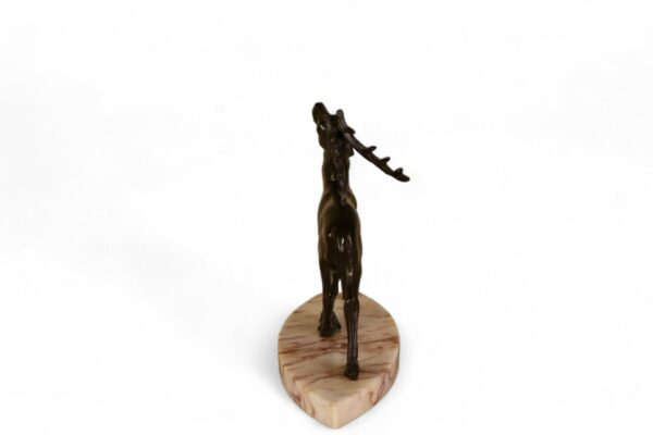 French Art Deco Stag Statue on Marble Base - Image 2