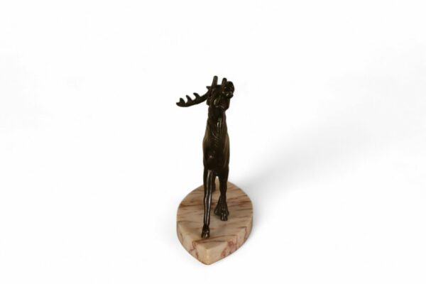 French Art Deco Stag Statue on Marble Base - Image 3