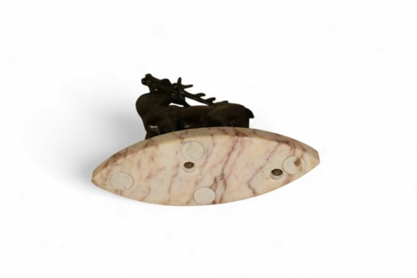 French Art Deco Stag Statue on Marble Base - Image 5