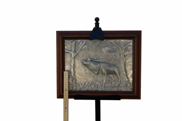 Vintage Silver Elk Plaque In A Solid Oak Frame - Image 2