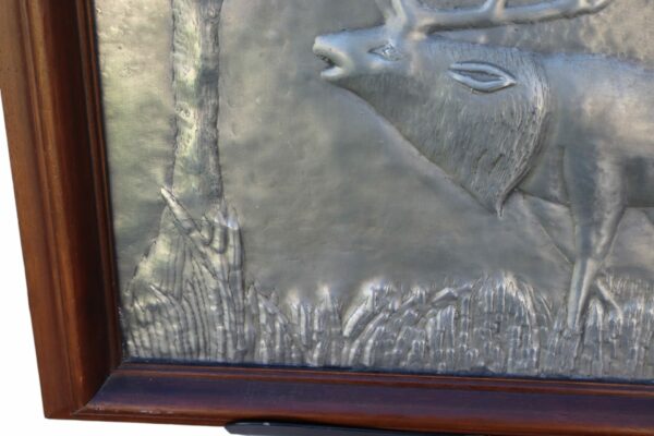 Vintage Silver Elk Plaque In A Solid Oak Frame - Image 3