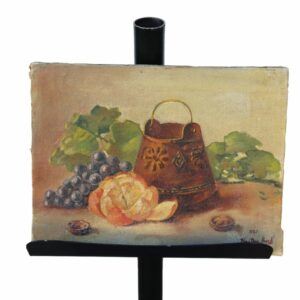 Antique Signed With Year Still Life Oil Painting On Canvas