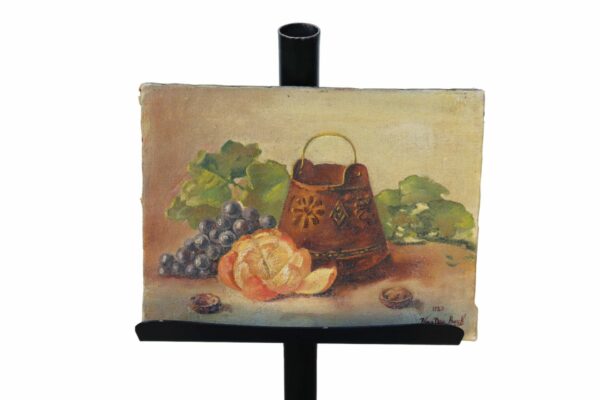 Antique Signed With Year Still Life Oil Painting On Canvas