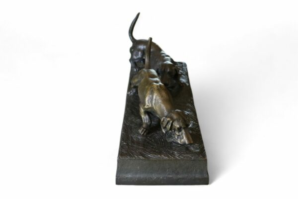 Vintage French Art Deco Signed Bronze of Pointer Dogs - Image 3
