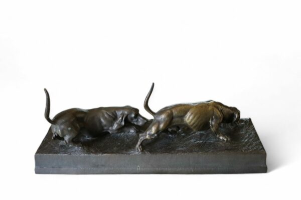 Vintage French Art Deco Signed Bronze of Pointer Dogs - Image 4