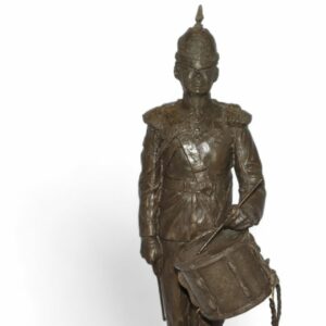 Cold-Cast Bronze Resin of a Military Figure with a Drum by Peter Hicks