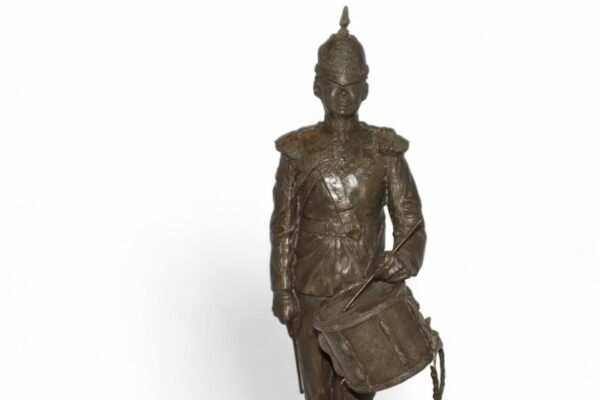Cold-Cast Bronze Resin of a Military Figure with a Drum by Peter Hicks
