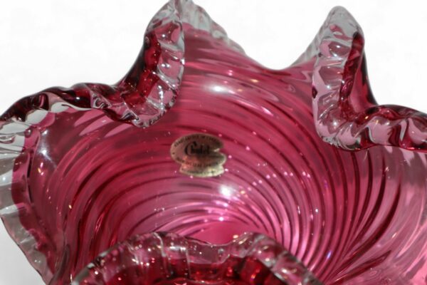 60s Chalet Cranberry Glass Bowl - Image 7
