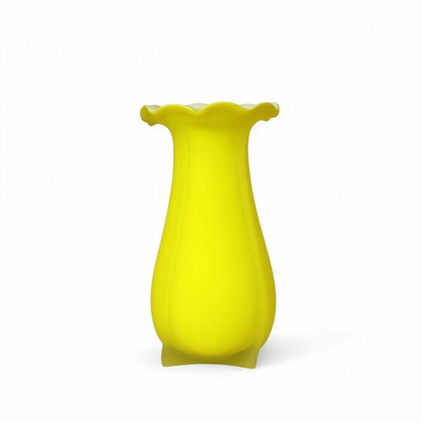 Vintage Frosted Yellow with White Marano-style Art Glass Vase - Image 3
