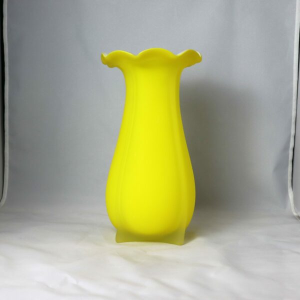 Vintage Frosted Yellow with White Marano-style Art Glass Vase - Image 5