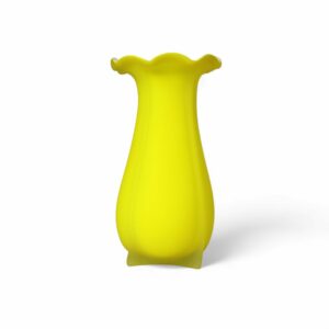 Vintage Frosted Yellow with White Marano-style Art Glass Vase