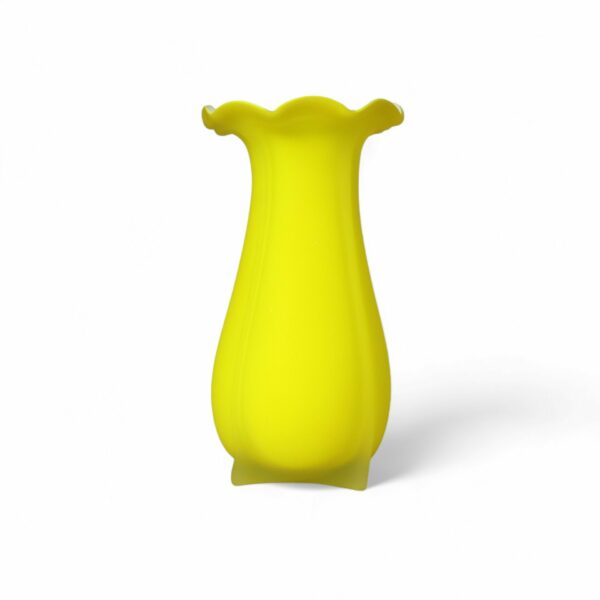 Vintage Frosted Yellow with White Marano-style Art Glass Vase