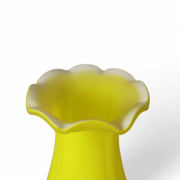 Vintage Frosted Yellow with White Marano-style Art Glass Vase - Image 7