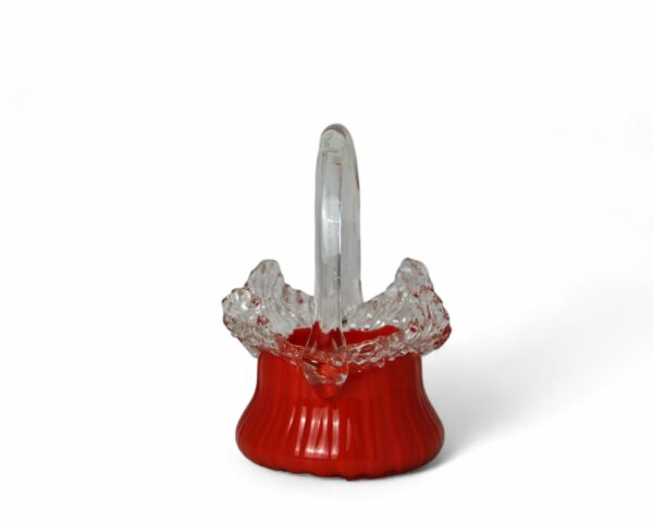 Vintage Hand-Blown Small Orange Basket - Image 4