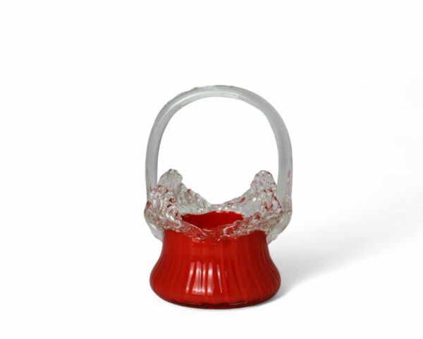 Vintage Hand-Blown Small Orange Basket