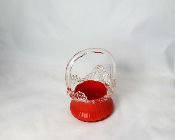Vintage Hand-Blown Small Orange Basket - Image 8