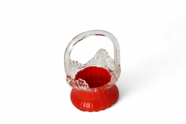 Vintage Hand-Blown Small Orange Basket - Image 2