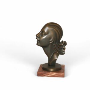 Art Deco Bronze Female Bust on a Marble Base