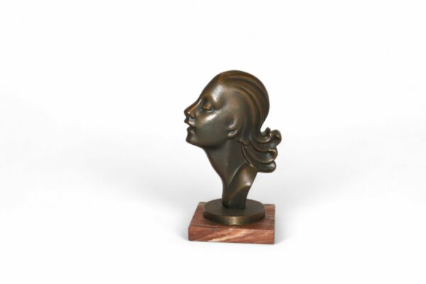 Art Deco Bronze Female Bust on a Marble Base