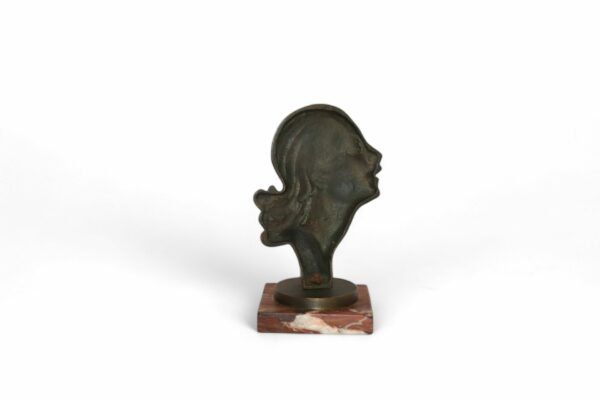 Art Deco Bronze Female Bust on a Marble Base - Image 3