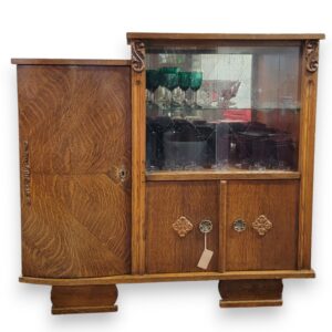 Vintage 50s Oak Bar Cabinet