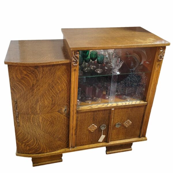 Vintage 50s Oak Bar Cabinet - Image 2