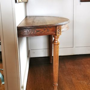 Antique Hand Carved Oak half moon table