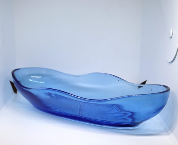 Vintage Blue Uranium Rectangular Glass Bowl