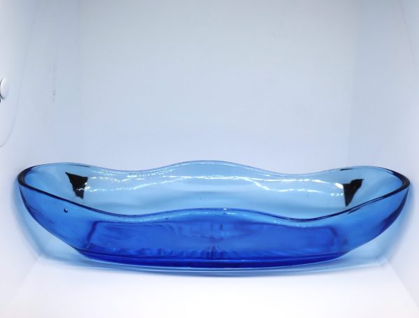 Vintage Blue Uranium Rectangular Glass Bowl - Image 2