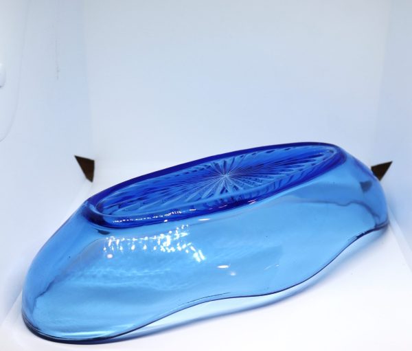 Vintage Blue Uranium Rectangular Glass Bowl - Image 5