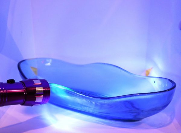 Vintage Blue Uranium Rectangular Glass Bowl - Image 6
