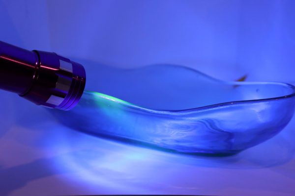 Vintage Blue Uranium Rectangular Glass Bowl - Image 7