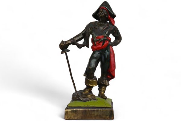 Vintage Pompeian Bronze Sculpture of a Pirate Signed by Paul Herzel