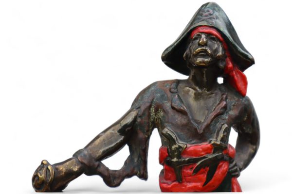 Vintage Pompeian Bronze Sculpture of a Pirate Signed by Paul Herzel - Image 6
