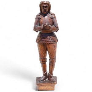 Antique Hand Carved Wooden Statue of a Knight