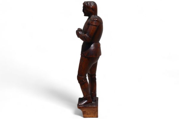 Antique Hand Carved Wooden Statue of a Knight - Image 3