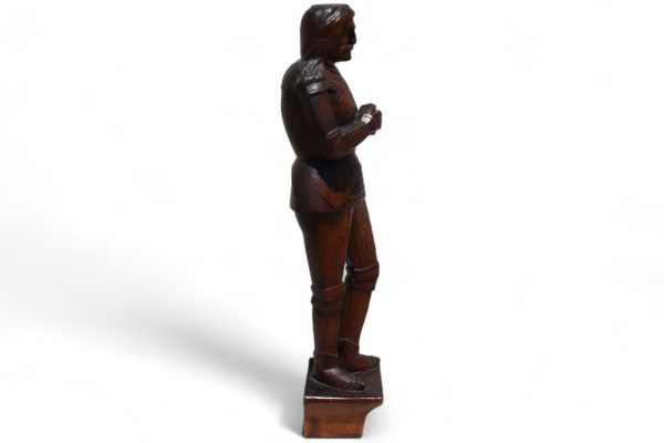 Antique Hand Carved Wooden Statue of a Knight - Image 5