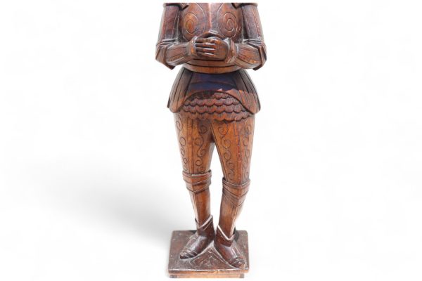Antique Hand Carved Wooden Statue of a Knight - Image 6