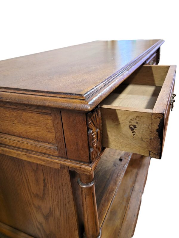 Antique Solid Oak Buffet Sideboard Circa 1880s - Image 3
