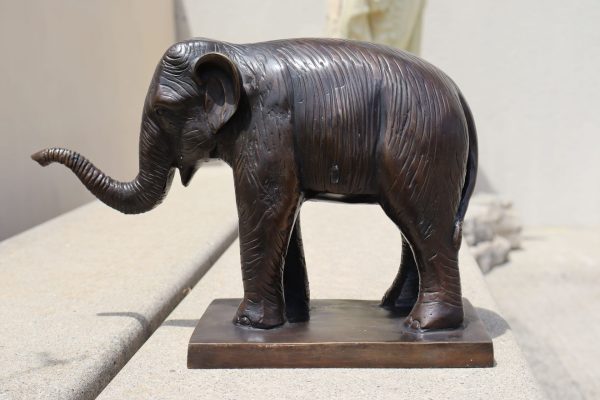 Vintage Bronze Elephant with the trunk up. - Image 3