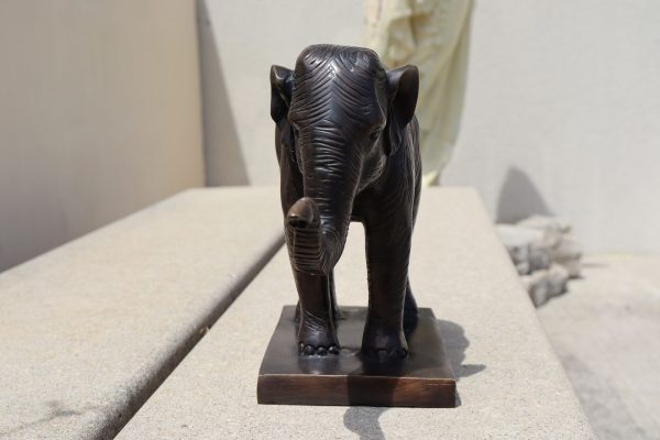 Vintage Bronze Elephant with the trunk up. - Image 2